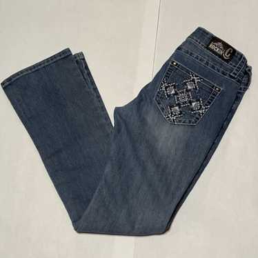 Rockin C Denim Rhinestone Bling Jeans Size 29 Vint