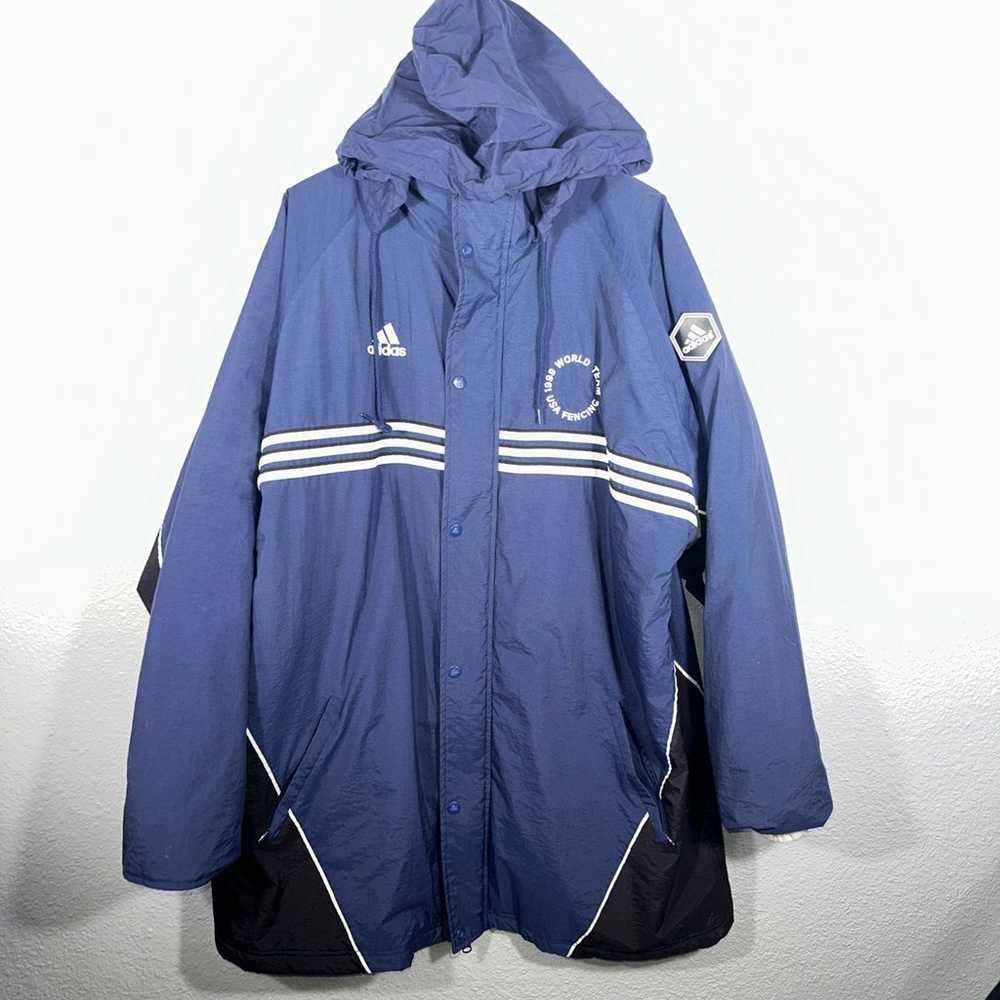 Vintage 90's Adidas Equipment Blue Black USA World Team Fencing Coat Jacket XL