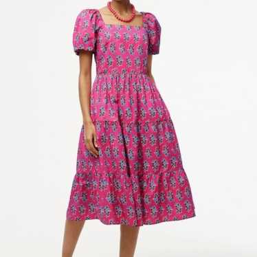 J. Crew Factory Pink Cotton Floral Dress - image 1