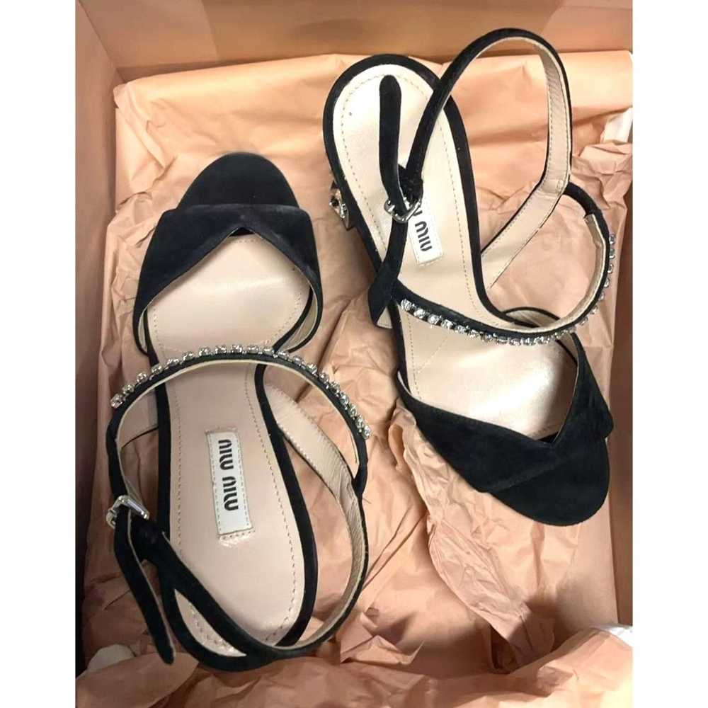 Miu Miu Miu Miu Black Suede Heels With Rhinestone… - image 2