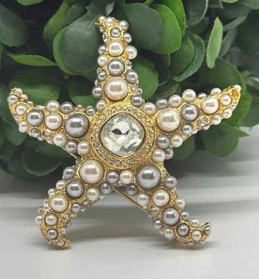 Vintage Kenneth Jay Lane Pear Starfish Brooch - image 1