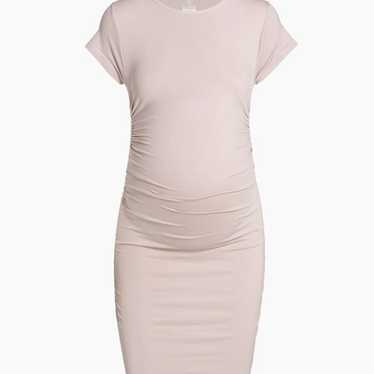 Cream Ruched Maternity Dress