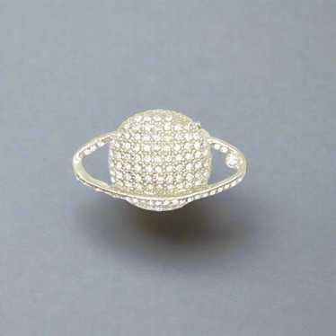 Amazing Retro Vintage Clear Rhinestone Planet Satu