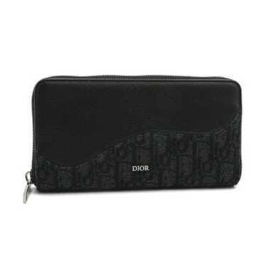小物 Dior Long Zip Wallet Saddle Long Vertical Wallet Black Grained Calfskin | DIOR