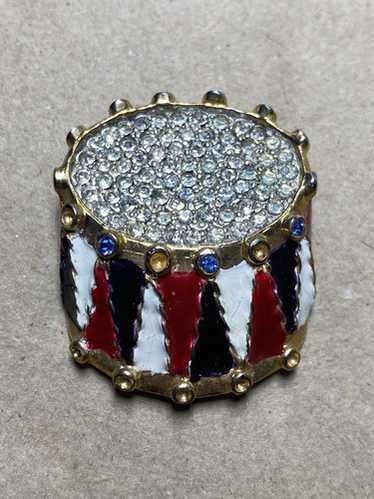 KJL kenneth jay lane Patriotic Brooch Drum 1960s - image 1