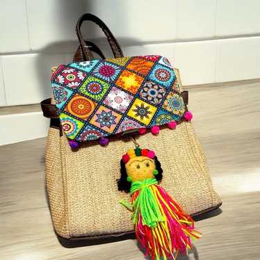 Backpack With Patch Colorful Patterns - image 1