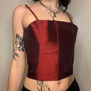 UNIF UNIF Red Wine Pebble Flat Front Corset Busti… - image 1