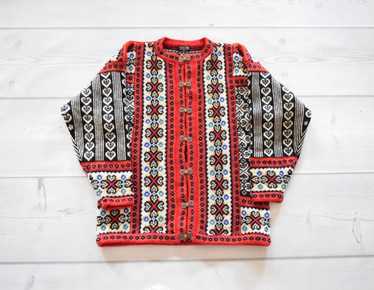 VRIKKE Irene Haugland Zahl Nordic XS Cardigan Sweater Red