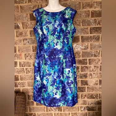 Kay Unger Metallic Blue And Green Sheath Size 10 C