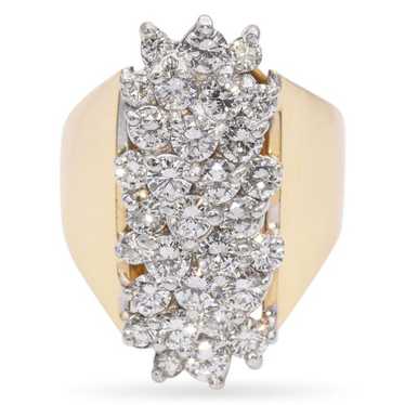 Vintage 18k Yellow Gold Diamond Cluster Ring - image 1