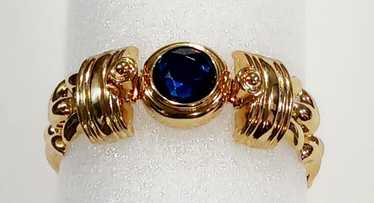 Vintage KJL Kenneth Jay Lane Blue Gold Tone Brace… - image 1