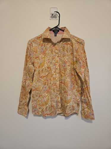 Chaps Abstract Multicolored Button Front Collared… - image 1