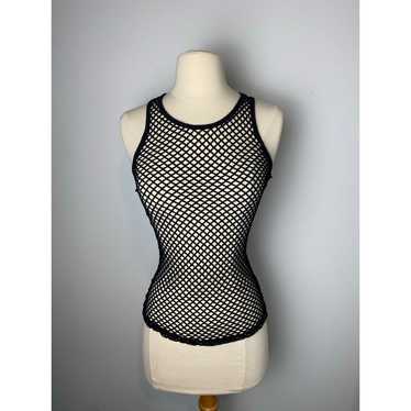 Y2K Vintage Bebe Mesh Tank top, Black, Sz M