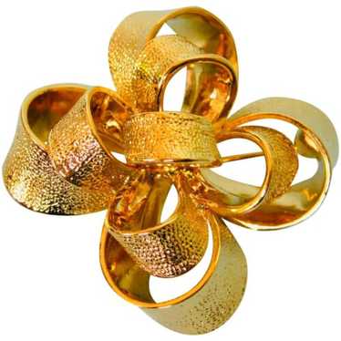 Vintage Kenneth Jay Lane (KJL) Gold-Tone Bow Ribb… - image 1