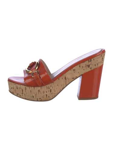 Prada Patent Leather Slides Orange Platform - image 1