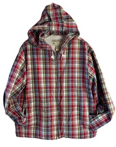 トップス Eddie Bauer Madras Plaid Anorak Jacket Vintage Eddie Bauer Madras Plaid Hooded Zip Jacket Terry