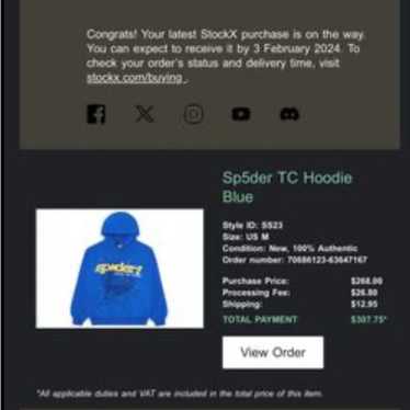 Blue sp5der hoodie - Gem Blue sp5der hoodie - Gem