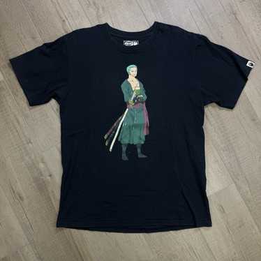 BAPE × one piece Luffy flag mark BAPE camo T-shirt black A