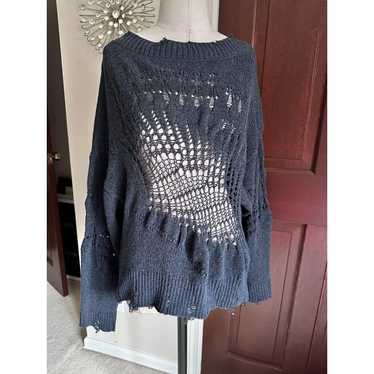 Zara Knit Distressed Sweater - Gem