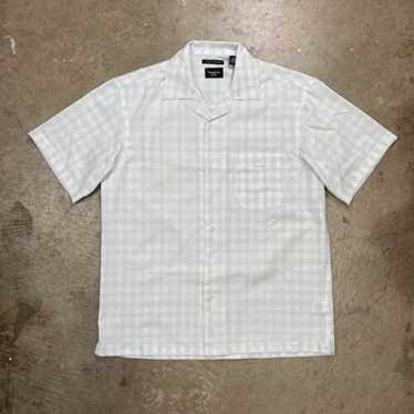 Haggar camp collar short sleeve button shirt white