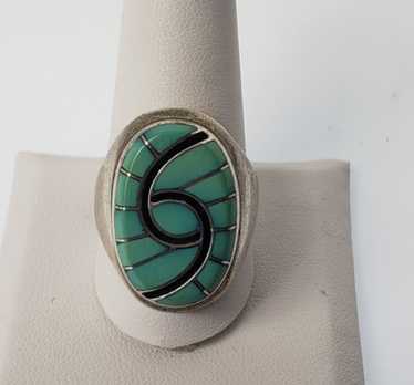 Dickie Quandelacy Gold Coral Turquoise Zuni Ring - Hoel's