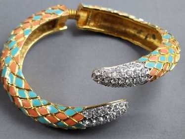 Vtg Kenneth Jay Lane KJL Gold tone Coral & Turquo… - image 1