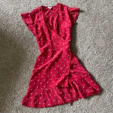 Rails Leanne Raspberry Cream Polka Dot Silk Wrap … - image 1