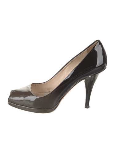 Prada Patent Leather Pumps Black Peep-Toes Platfo… - image 1