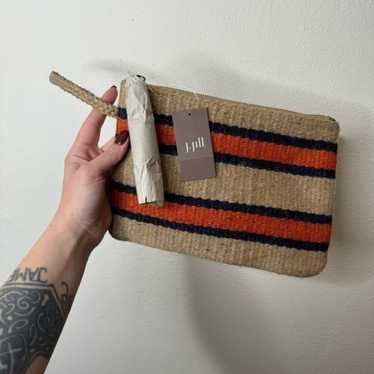 Nwt J. Jill Jute Burlap Pouch Wristlet With Tassel
