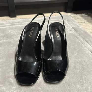 Black Patent Leather Prada Heels - image 1