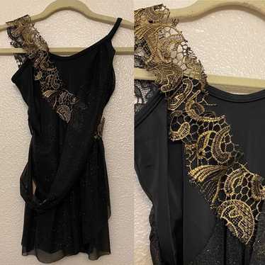 WEISSMAN Balera Dance Costume black drape dress L… - image 1