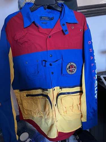 90’s \"Polo by Ralph Lauren\" yacht parka Vintage Polo Sport Ralph Lauren Jacket Men Large Blue Rain