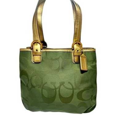 バッグ Coach Signature Soho Shoulder Bag Green Coach Suede Shoulder Bag, Green