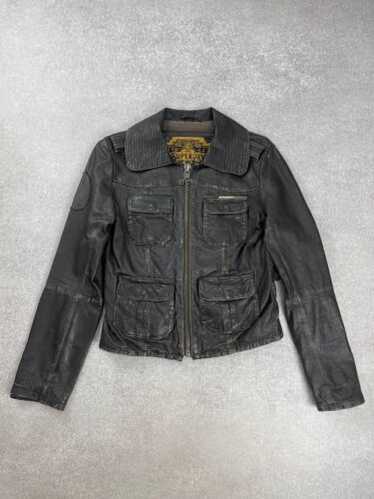 Superdry Ramona Women’s leather jacket Superdry Ramona distressed leather jacket logo pockets | eBay