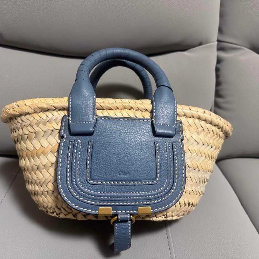 関税送料込- CHLOE MARCIE MINI BASKET BAG Chloe Marcie Basket Bag Raffia and Leather Small Brown