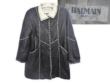 Pierre BALMAIN Golden Line Black Leather Button-Up Jacket L
