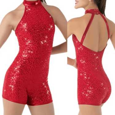 WEISSMAN Balera Dance costume red sequin Sequin H… - image 1