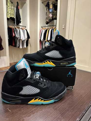 Nike Men's Air Jordan 5 Retro Aqua Sneakers Black Blue Size