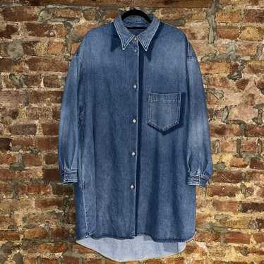 トップス MM6 Oversized Denim Long Sleeve Shirt Maison Margiela MM6 Oversized Denim Long Sleeve Shirt
