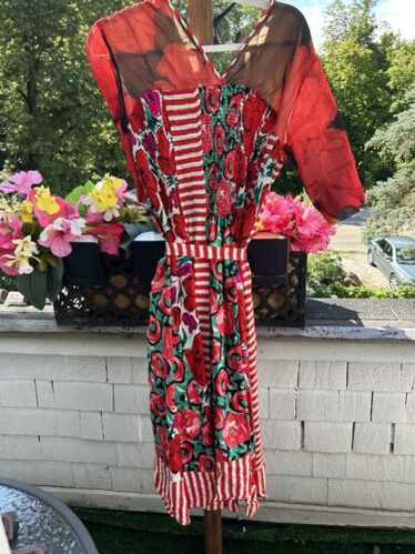 Koos Van Den Akker NY Vintage 1989s Silk Smocked … - image 1