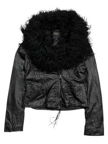 Goa leather jacket fur 待つ jacket emo 平成
