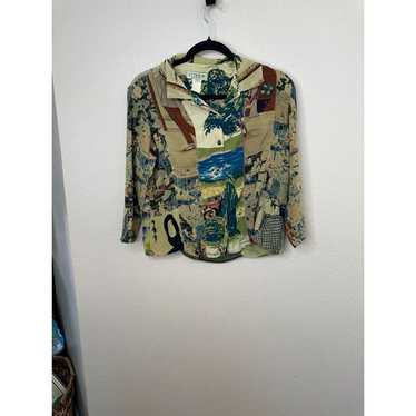 トップス mame kurogouchi Flower Printed Blouse 21SS Flower Hand-Printed Crepe Blouseブラウス 長袖 シアー