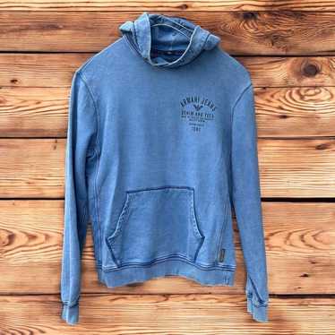【EMPORIO ARMANI】 Men's Mini Logo Denim Hoodie: ★ Blue EMPORIO ARMANI】 Men's Mini Logo Denim Hoodie: ☆ Blue
