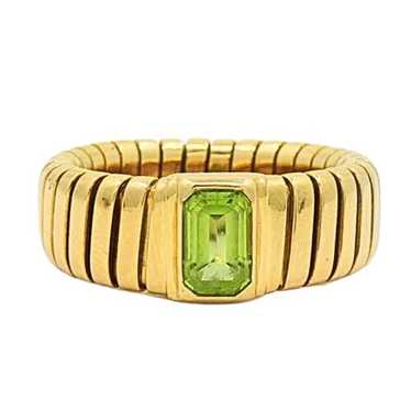 Bvlgari Tubogas 18k Gold Ring Peridot