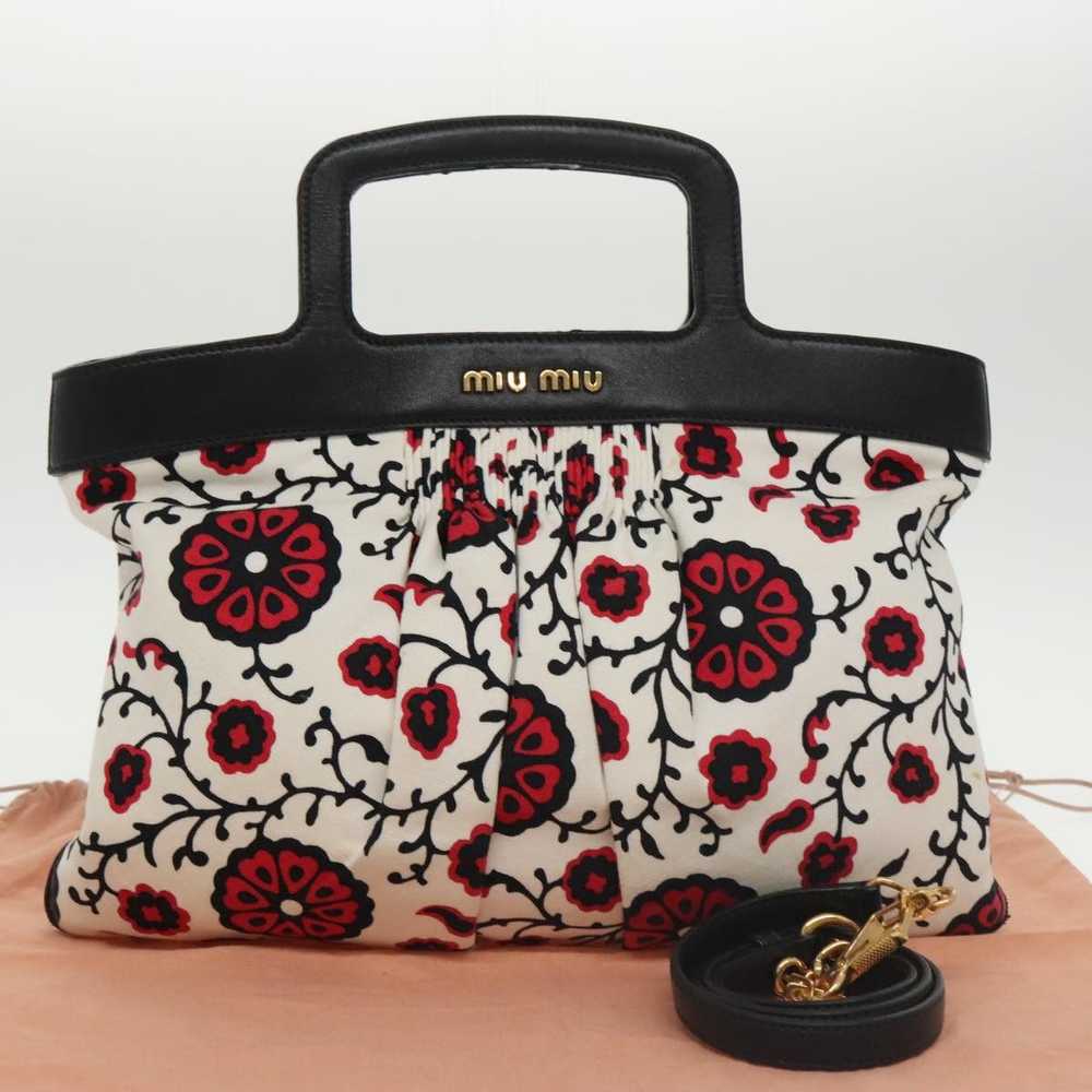 Miu Miu Miu Miu Hand Bag Canvas Leather 2way Whit… - image 12