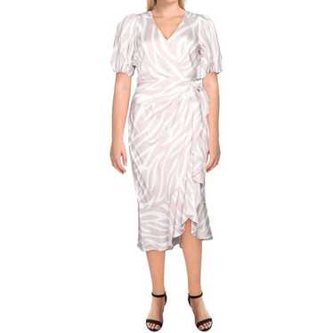 Parker Wrap Dress, Soft Zebra Midi Pink & White Wi
