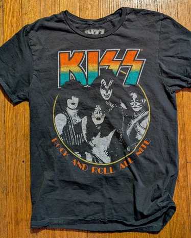 Vintage Style Kiss Rock Band Face Logo Black T shirt … - Gem