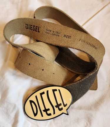 【ヴィンテージ 】DIESEL デカロゴ メタル leather ベルト 85 Vintage Diesel Brown Leather Belt – Large Logo Metal Buckle
