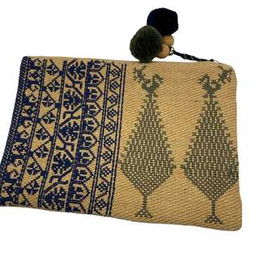 Clutch STAR MELA Burlap Jute Embroidered Large Clu
