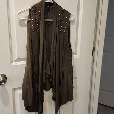 Torrid Spiked Drape Front Olive Vest